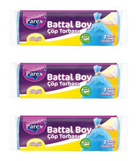 Parex Güçlü Battal Boy 75x95 cm Çöp Poşeti 3x7 Adet Mavi