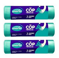 Smarter Jumbo Boy 80x110 cm Çöp Poşeti 7x3 Adet Mavi
