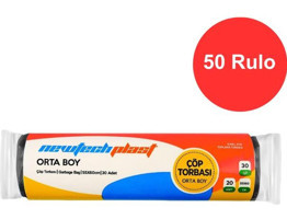 Newtechplast Orta Boy 55x60 cm Çöp Poşeti 50 Adet Siyah