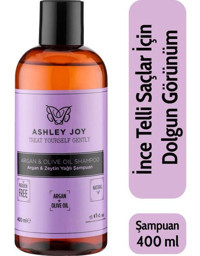 Ashley Joy Dolgun Görünüm Nemlendirici Düz Saçlar İçin Zeytinyağlı Kremsiz Şampuan Unisex Şampuanı 400 ml