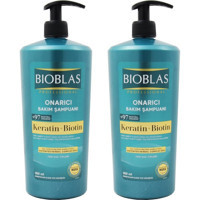 Bioblas Onarıcı İnce Telli Düz Saçlar İçin Sülfatsız Keratin Parabensiz Kremsiz Şampuan Unisex Şampuanı 2x900 ml