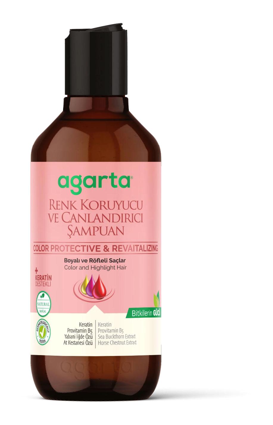 Agarta Renk Koruyucu Arındırıcı Düz Saçlar İçin Tuzsuz Sülfatsız Keratin Parabensiz Kremsiz Şampuan Unisex Şampuanı 400 ml