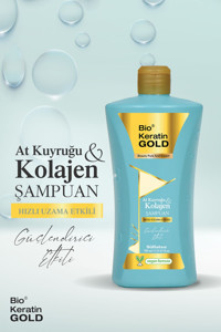 Bio Keratin Gold Hızlı Uzama Etkili Onarıcı İnce Telli Düz Saçlar İçin Tuzsuz Keratin At Kuyruğu Kremsiz Şampuan Unisex Şampuanı 700 ml