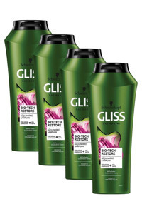 Gliss Bio-Tech Onarıcı Düz Saçlar İçin Kremsiz Şampuan Unisex Şampuanı 4x525 ml