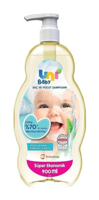 Uni Baby Düz Saçlar İçin Kremsiz Şampuan Unisex Şampuanı 900 ml
