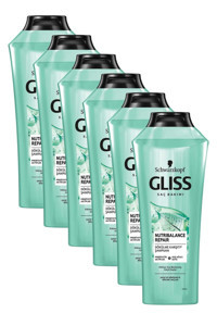 Gliss Nutribalance Repair Saç Dökülmesine Karşı Düz Saçlar İçin Kremsiz Şampuan Unisex Şampuanı 6x360 ml