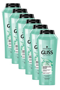Gliss Nutribalance Repair Saç Dökülmesine Karşı Düz Saçlar İçin Kremsiz Şampuan Unisex Şampuanı 6x500 ml