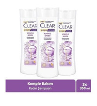 Clear Kepek Karşıtı Düz Saçlar İçin Kremsiz Şampuan Kadın Şampuanı 3x350 ml