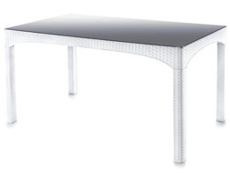 Omnipazar SY-2589 Kapalı Camlı Dikdörtgen Rattan Bahçe Masası Beyaz