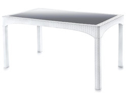 Omnipazar SY-2586 Beyaz Dikdörtgen Rattan Bahçe Masası