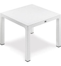 Özel Yapım Kare Rattan Bahçe Masası Beyaz