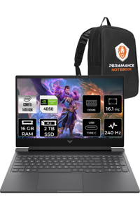 HP Victus 16 9J204EA Harici GeForce RTX 4050 Intel Core i5 14500HX 16 GB DDR5 2 TB SSD 16.1 inç QHD Freedos Gaming Laptop PER4 ÇANTA