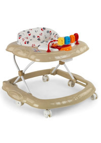 Baby2Go 2076 Budy Çapalı 6 Tekerlekli 3 Kademeli Oyuncaklı Müzikli Örümcek Yürüteç Bej