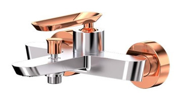 Bien Hermes Pirinç Çiftli Aç Kapa Yarı Ankastre Kare Banyo Bataryası Krom - Rose Gold