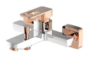 Qua Clara Plus Pirinç Çiftli Aç Kapa Yarı Ankastre Kare Banyo Bataryası Krom - Rose Gold