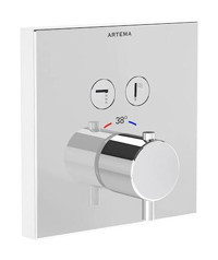 Artema A42746 Pirinç Çiftli Aç Kapa Ankastre Kare Banyo Bataryası Krom