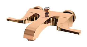 Kale Karina Pirinç Çiftli Aç Kapa Yarı Ankastre Kare Banyo Bataryası Rose Gold