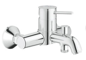 Grohe Bauclassic Metal Çiftli Aç Kapa Yarı Ankastre Kuğu Banyo Bataryası Krom