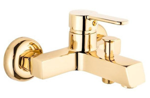 Kare Stil Pirinç Çiftli Aç Kapa Yarı Ankastre Kare Banyo Bataryası Altın