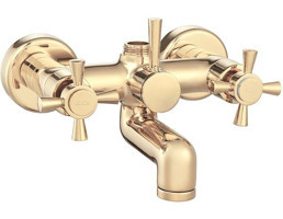 E.C.A 102802230 Pirinç Çiftli Çevirmeli Solo Kare Banyo Bataryası Altın