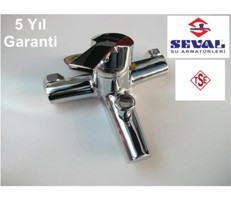 Seval Flora Pirinç Çiftli Aç Kapa Yarı Ankastre Kare Banyo Bataryası Krom