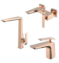 Bien Lucca Pirinç Çiftli Aç Kapa Ankastre Banyo Bataryası Rose Gold