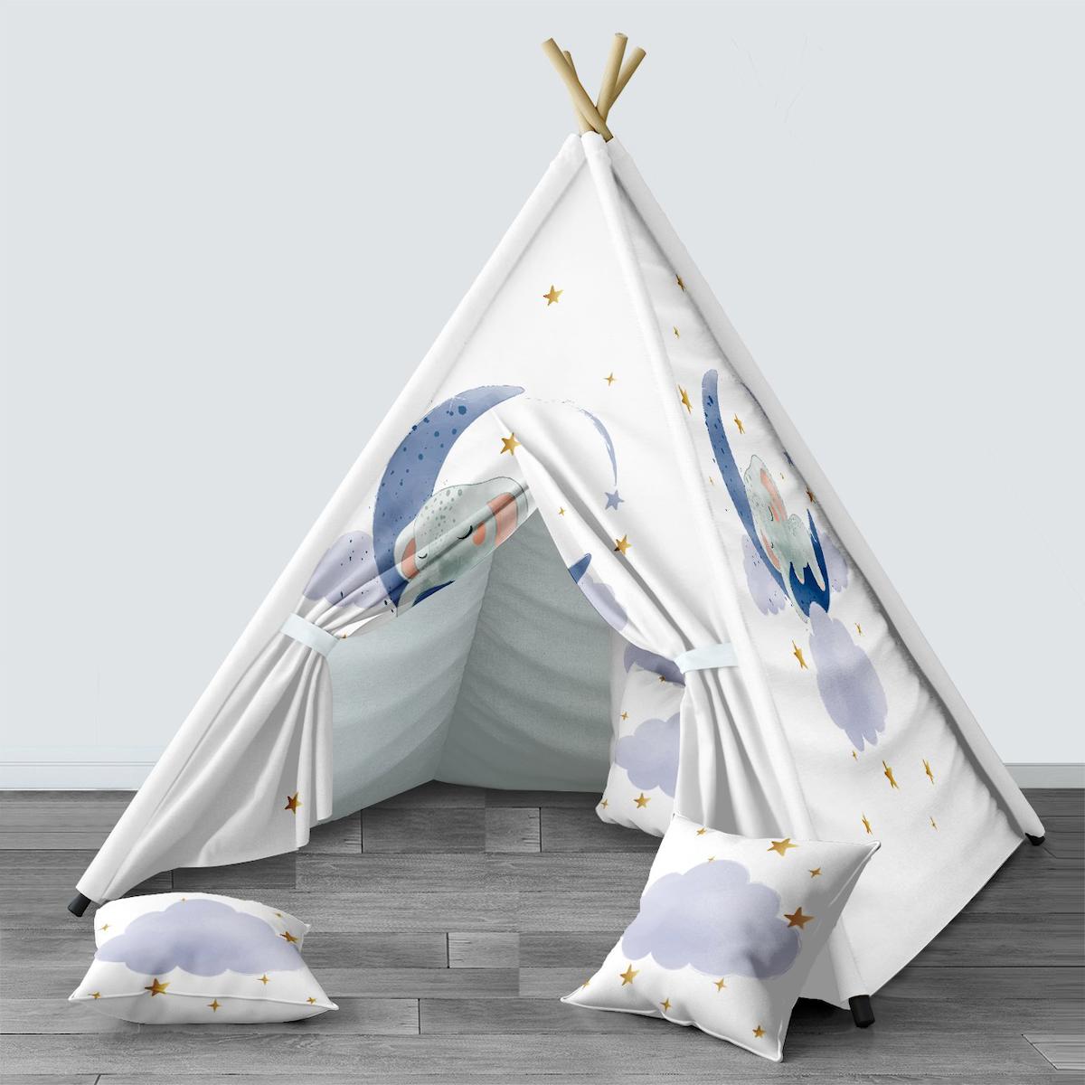 Beyaz Bebek 1489 Üçgen Yarım Ay Beyaz Unisex Oyun Çadırı