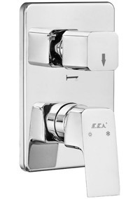 E.C.A 102167335-K Krom Kaplama Çiftli Aç Kapa Ankastre Kare Banyo Bataryası Krom