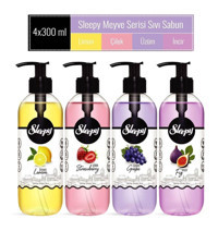 Sleepy Meyve Serisi Limon-Çilek-Üzüm-İncir Nemlendiricili Organik 4'lü 300 ml Sıvı Sabun