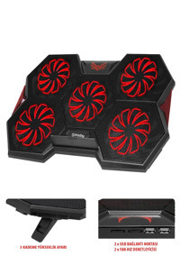 Frisby Fnc-5252B 1400 Rpm Mini 5 Fanlı Plastik 17 İnç Laptop Soğutucu