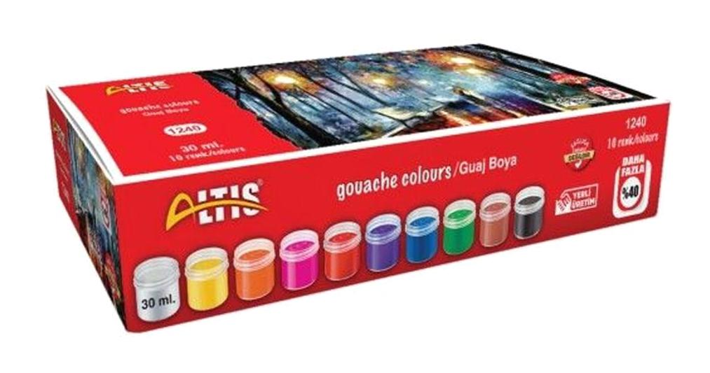 Altis Çok Renkli 10x30 ml Guaj Boya Seti