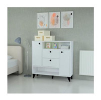 Mobilique 2 Kapaklı 2 Çekmeceli 8 Raflı Çok Amaçlı Dolap Beyaz 100x98 cm