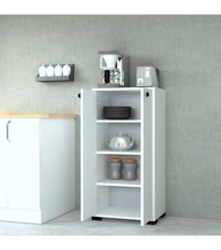 Mobilique Bella 2 Kapaklı 4 Raflı Çok Amaçlı Dolap Beyaz 110x55 cm