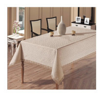 Estelica Dertsiz Polyester 160x220 cm Dikdörtgen Masa Örtüsü Krem