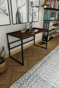 Woodesk Cpt4615 75x60x120 cm Masif Gövdeli Metal Ayaklı Koyu Ceviz Çalışma Masası