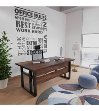Robin Home Vivaldi 73x90x180 cm Metal-Suntalam Gövdeli Ceviz-Siyah Çalışma Masası