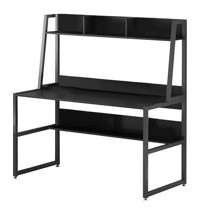 Hitit Dekorasyon Luna Kitaplıklı 140x60x120 cm Metal Gövdeli Siyah Çalışma Masası
