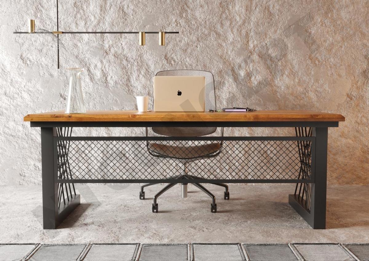 Ntconcept Onix 76x100x100 cm Ahşap Gövdeli Metal Ayaklı Kahverengi Çalışma Masası
