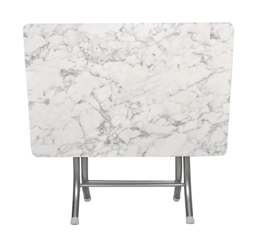 Aldagelsin Desenli Katlanır 72x60x90 cm Yonga Levha Gövdeli Metal Ayaklı Beyaz-Gri Çalışma Masası