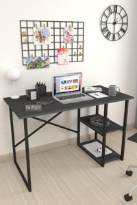 Bofigo Kitaplıklı 75x60x120 cm Metal-Yonga Levha Gövdeli Antrasit Çalışma Masası