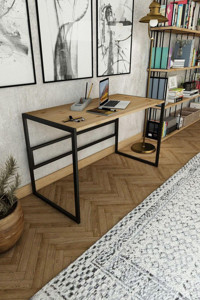 Woodesk Cpt4614 75x60x120 cm Masif Gövdeli Metal Ayaklı Ceviz Çalışma Masası