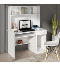Aden Home Kitaplıklı Çekmeceli Dolaplı 151x55x110 cm Mdf Gövdeli Beyaz Çalışma Masası