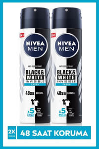 Nivea Black&White Invisible Fresh Pudralı Ter Önleyici Sprey Erkek Deodorant 2x150 ml