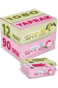 Baby Turco Karma Zeytinyağlı 1080 Yaprak 12'li Islak Mendil