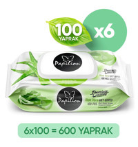 Papilion Aloe Vera Antibakteriyel 600 Yaprak 6'lı Islak Mendil
