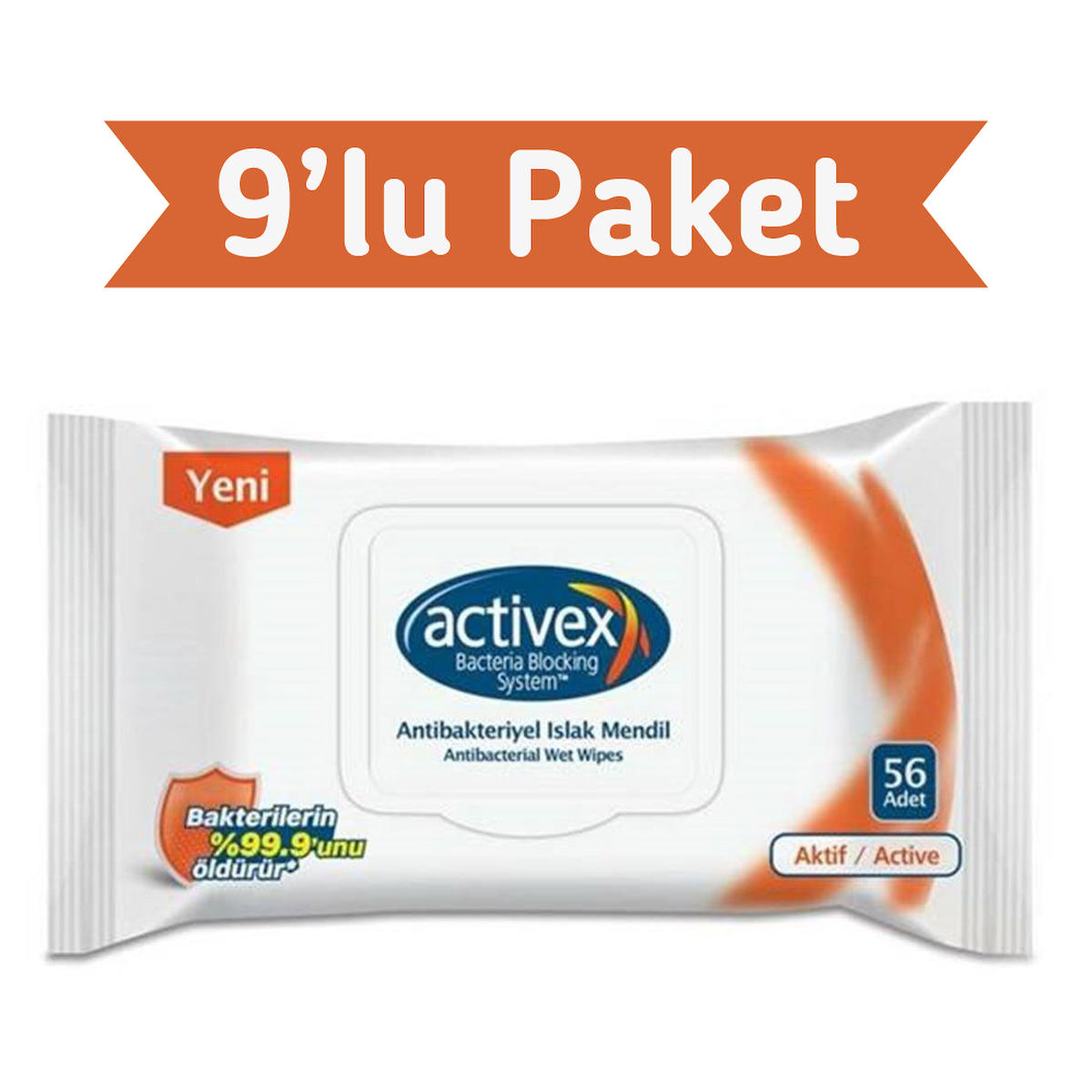 Activex Antibakteriyel 504 Yaprak 9'lu Islak Mendil