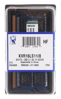 Kingston KVR16LS11/8WP (NB) 8 GB DDR3 1x8 1600 MHz Ram