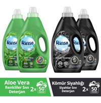 Rinso Aloe Vera ve Kömür Siyahlığı Renkliler ve Siyahlar İçin 200 Yıkama Sıvı Deterjan 3 lt