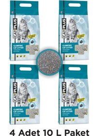 Catplus Topaklanan İnce Taneli Aktif Karbonlu Bentonit Kedi Kumu 4x10 lt