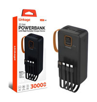 Linkage LKP42 30000 mAh Hızlı Şarj Dijital Göstergeli Lightning & Type C Çoklu Bağlantı Kablolu Powerbank Siyah